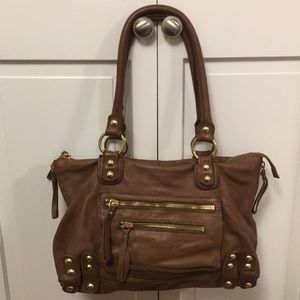 Lines Pelle Brown Leather Handbag